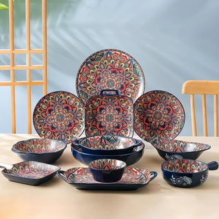 Bohemian Ceramic 8Pcs Cutlery Dishes Set