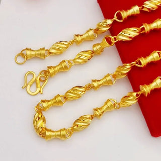 Men's Traditional Crafted 24K Gold Bead Necklace