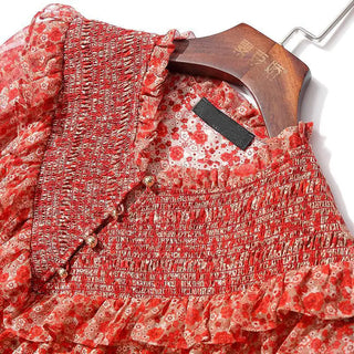 Elegant Vintage Chiffon Ruffled Neck Blouse