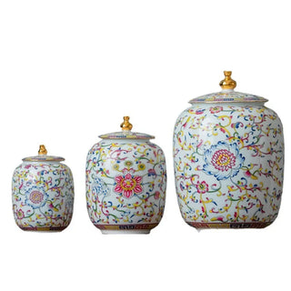 Painted Pottery Porcelain Storage Container