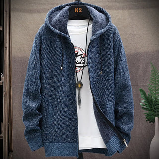 Autumn and Winter men's wool jacket new jacket plush thickened classic vintage cardigan Hoodie casual loose tops