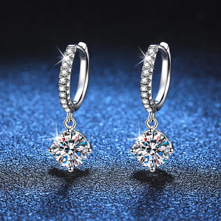 IGOTOS 10cttw Round Cut Moissanite Drop Earrings D VVS S925 Silver Women Luxury Diamond Hoop Earrings Fine Jewelry Gifts GRA