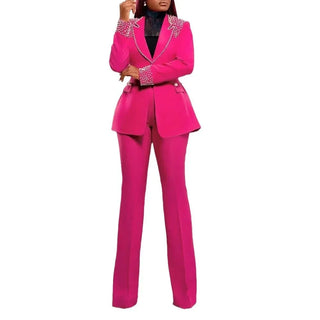 Pearl Splicing Fashion Pants Suit