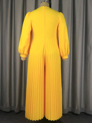 Stylish O Neck Long Lantern Beading Jumpsuit