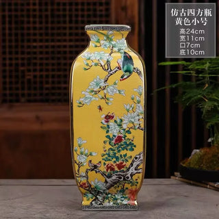 Ancient Enamel Flower Bird Ceramic Vase