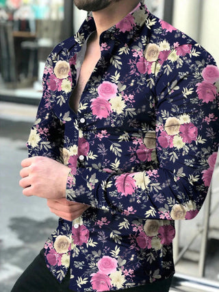 Men's Floral Print Long Sleeve Shirt - Epictzar Intl.
