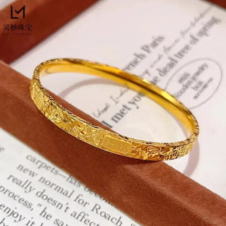 Women's Crushed Ice 24K Gold Blessing Bangle