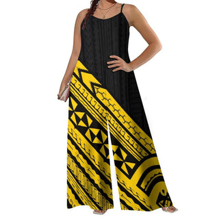 Ethnic Style Wide Leg Rompers
