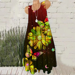 Loose Floral 3D Print Pattern Dress