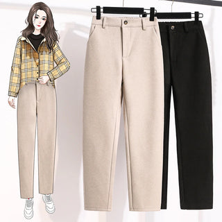 Woolen Elastic Waist Suit Pants