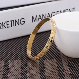24k 8MM 6Pcs/Lot Dubai Gold Bangles for Women Men Color Ethiopian Bracelets African Jewelry Saudi Arabic Wedding Bride Gift