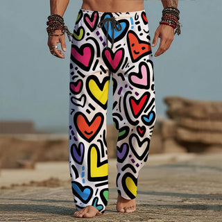 Elastic Drawstring Waist Baggy 3D Print Pants