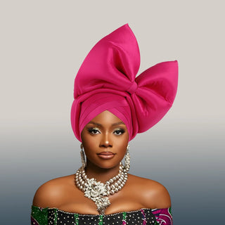 Exaggerated Big Bow Turban Cap African Women's Auto Gele Headtie Nigeria Wedding Geles Female Head Wraps Headpiece