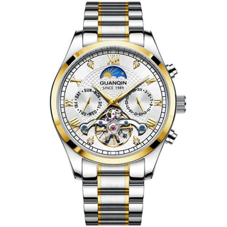 GUANQIN Automatic Mechanical Watch Men Luxury 42MM Dial Tourbillon Stainless Steel Business Leisure 30M Waterproof Watches