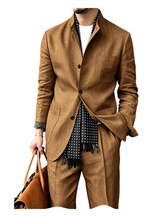 Men's Breathable 2Pcs Linen Business Suit