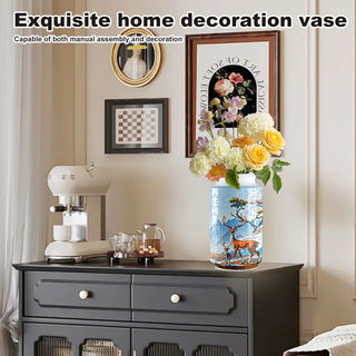 3D LED Light Puzzle Flower Vase Porcelain Design Home Decoration Diy Assembly Montessori Educational Toys Gift for Adults Kids