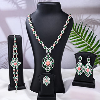 Missvikki Luxury Long Drop Necklace Earrings Jewelry Sets Super CZ for Noble Women Bridal Wedding Gorgeous Sparkling Best Gift