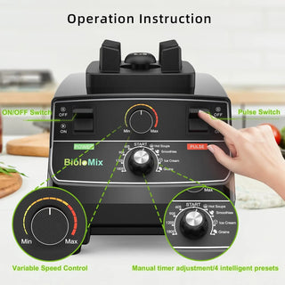 Professional Smoothie Blender, Countertop Blender, Commercial Blender 2200W High Power with 68oz Pitcher, Smart Timer, blenders