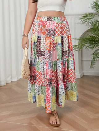 Women's Spliced Printed Style A-line Skirt