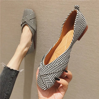 Square Toe Bowknot Flat Loafer Shoes