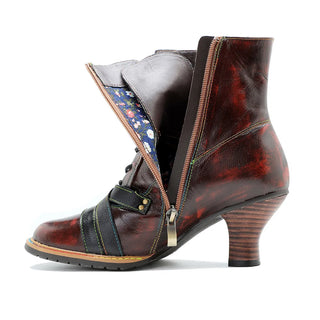 Genuine Leather High-heeled Riveted Boots