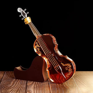 Glass Violin Decanter Set, Mahogany Base, Wine Savant, Whiskey Glasses, Bar Set, Champagne, Elegant Wine Dispenser, Gift