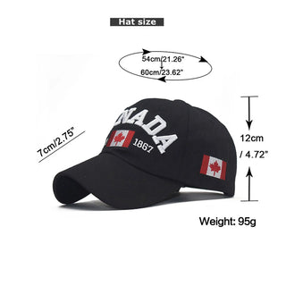 Canada Caps Men Women Summer Fashion Dad Hat Flag Letter Embroidery Black White Baseball Cap Women Gorras Hombre Souvenirs