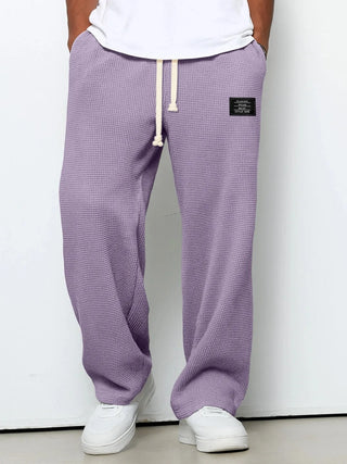 Trendy Drawstring Waffle Knit Casual Pants