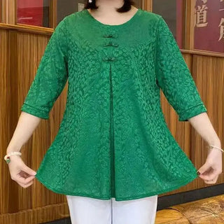Vintage Fashion Jacquard Weave Blouse