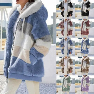 Loose Multicolor Hooded Commute Coat