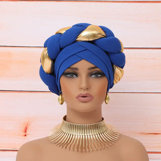 Big Braid Women's Turban Cap Elastic African Head Wraps Bonnet Lady Party Headpiece