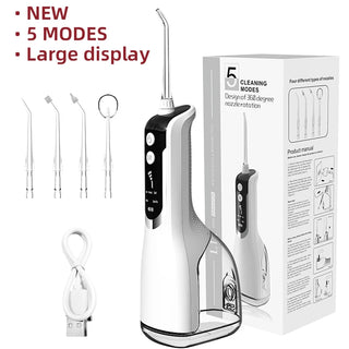 Dental Floss Portable Cordless L12 Oral Irrigator 5 Cleaning Modes Waterproof Rechargeable Dental Cleaner 4 Nozzles Clean Gums