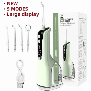 Dental Floss Portable Cordless L12 Oral Irrigator 5 Cleaning Modes Waterproof Rechargeable Dental Cleaner 4 Nozzles Clean Gums