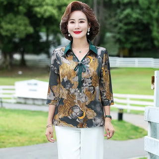 Office Lady Turn-down Collar Blouse
