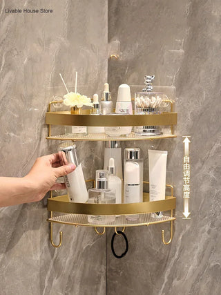 Wall Mounted Golden Bathroom Storage Rack