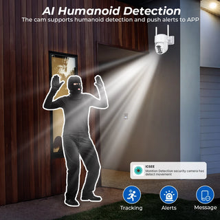 8MP Wireless Solar Camera Wifi Outdoor PIR Human Detection Surveillance Camera 4X Digital Zoom Battery Camera Solar Panel ICSEE