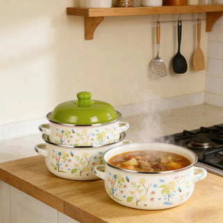 Enamel Vintage Stock Pot Set