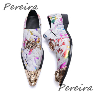 Pointed Toe Metal Decor Men Shoes