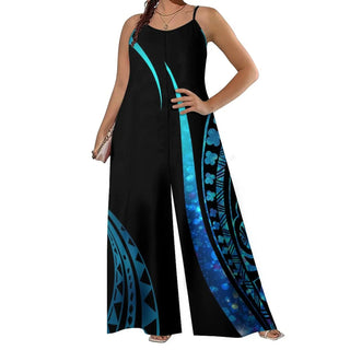 Ethnic Style Wide Leg Rompers