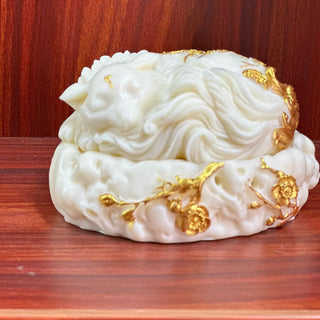 Ivory Fruit Painted Gold Nine Tailed Fox Plate Incense Burner Chinese Style Incense Indoor Tea Room Creative Craft Decoration