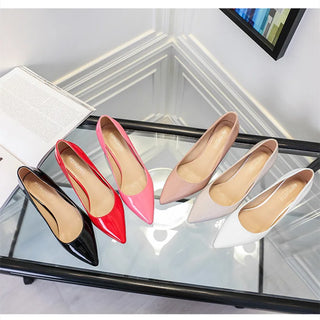 Woman Low Heels Shoes Elegant Null Pumps 3cm Comfortable Slip-Ons Watermelon Red Grey Designer Plus Size Zapatos  Shiny Leather