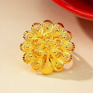 Outstanding Peacock 24K Gold AU999 Ring