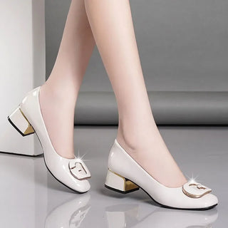 Classic High Quality Square Heel Shoes