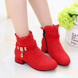 Girls Low Heels Short Boots