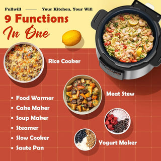 Electric Pressure Cooker Uni 6qt, 9-in-1 Multi-Functional Slow Cooker, Rice Cooker, Yogurt Maker, Cake Maker, Sauté Pan, Steamer