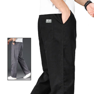 Big Size Men's Casual Cotton Cargo Pants Relaxed Fit Long Trousers Elastic Waist Drawstring Sweatpants Mens Jogger Pants Autumn