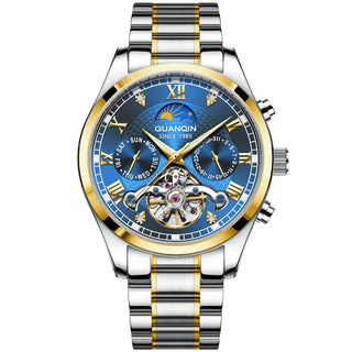 GUANQIN Automatic Mechanical Watch Men Luxury 42MM Dial Tourbillon Stainless Steel Business Leisure 30M Waterproof Watches