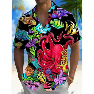 Village Pattern Lapel Floral 3D Printed Hawaiian Shirts - Epictzar Intl.