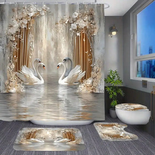 High End Swan Pattern Bathroom Set