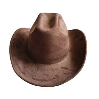 Suede Leather Cowboy Fedora Hat